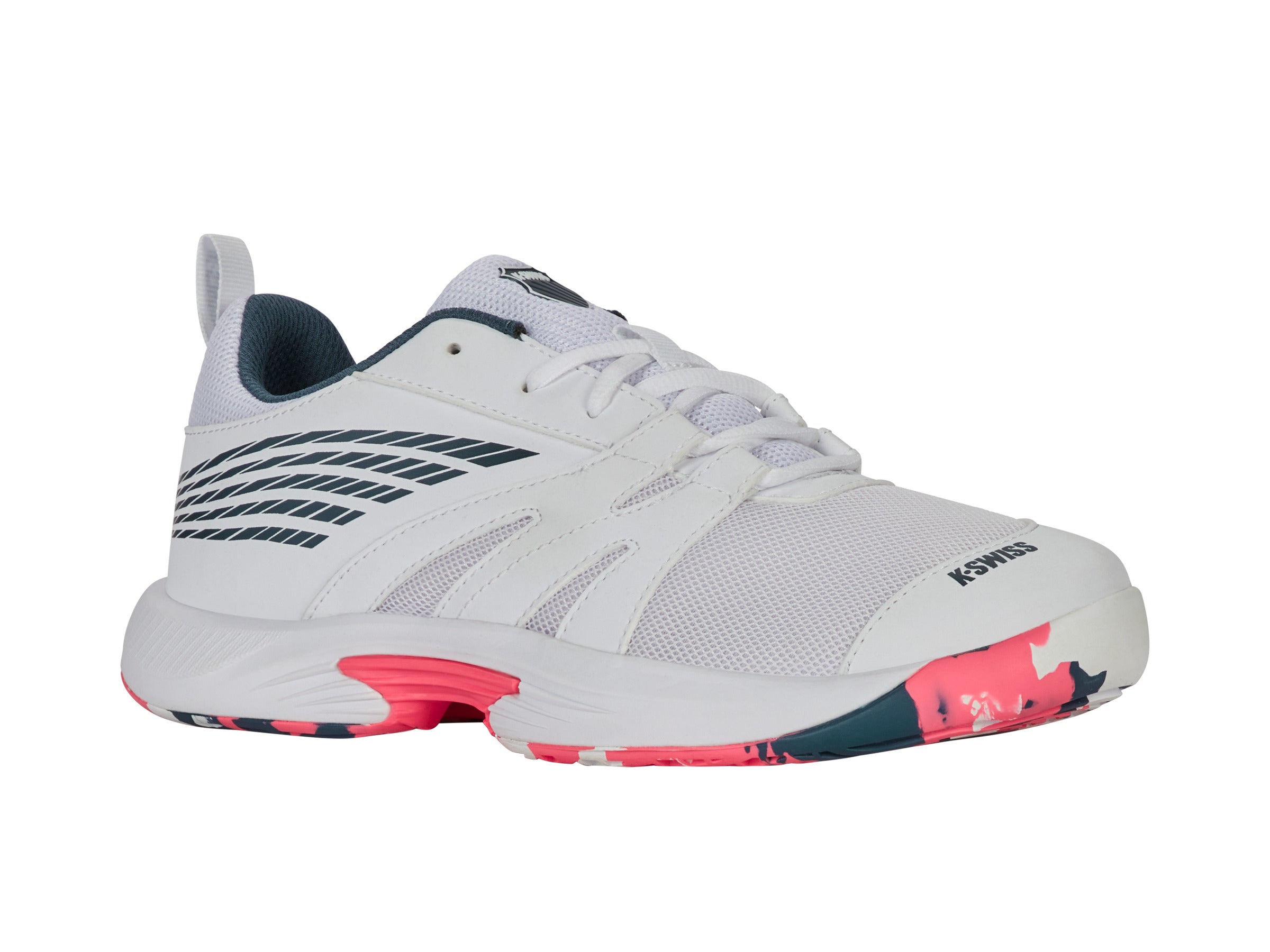SPEEDTRAC Running Shoes for Men - White/Stargazer/Neon Blaze | Lightweight & Breathable for Jogging, Gym & Outdoor Sports