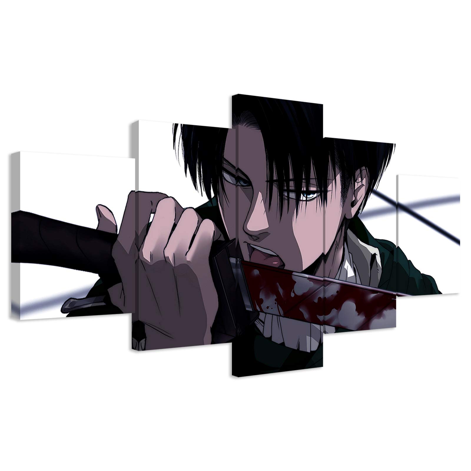 Attack on Titan Levi Ackerman Canvas Wall Art Print - Japanese Anime Poster with Frame for Living Room Decor, Bedroom, Office - Perfect Gift for Anime Fans & Boys