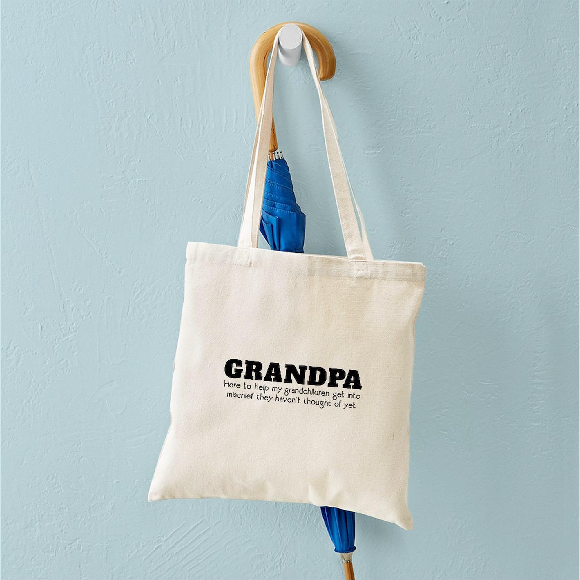 Grandpa Mischief Funny Canvas Tote Bag - Eco-Friendly Reusable Grocery Shopping Bag for Men & Women - Perfect for Groceries, Beach Trips, and Daily Errands
