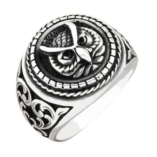 Handmade Sterling Silver Owl Ring for Men - Oxidized Owl Jewelry, Unique Gift for Him - Perfect for Casual Wear, Gifts & Special Occasions