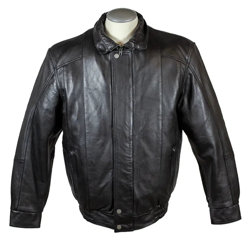 BOL Men's Double Pocket Genuine Leather Bomber Jacket - Stylish & Durable Outerwear for Casual Wear & Motorcycle Riding