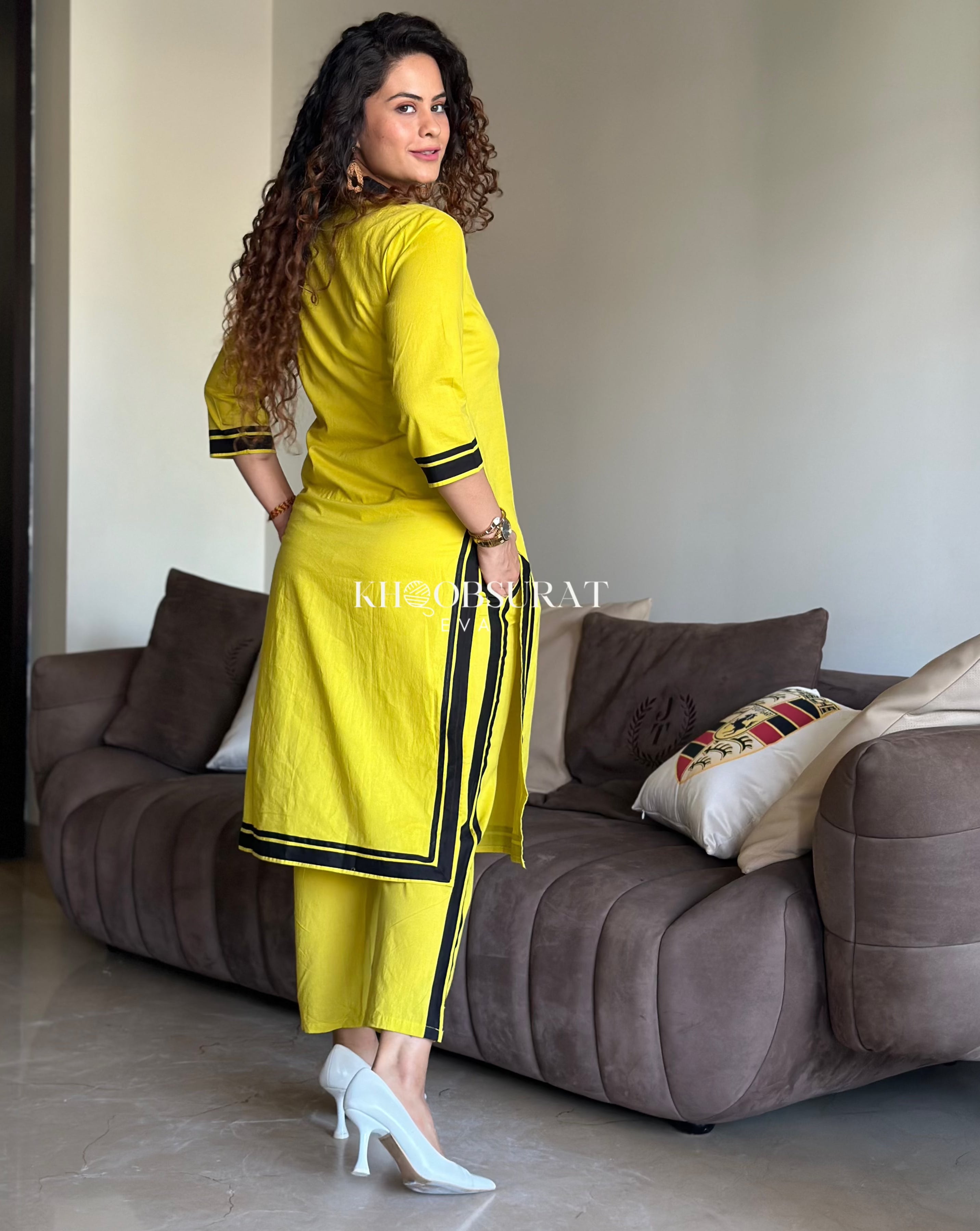 Desi Doll Yellow Kurta Set for Girls - Traditional Indian Ethnic Wear for Festivals, Parties & Special Occasions