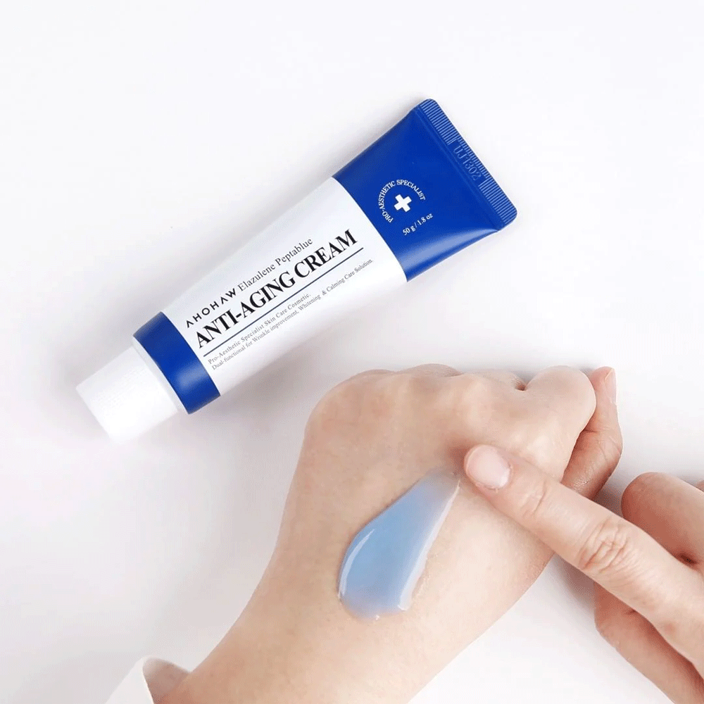 AHOHWA Elazulene Peptablue Anti-Aging Face Cream 50g - Hydrating & Wrinkle Reducing Moisturizer for Women & Men - Perfect for Night & Day Skincare Routine