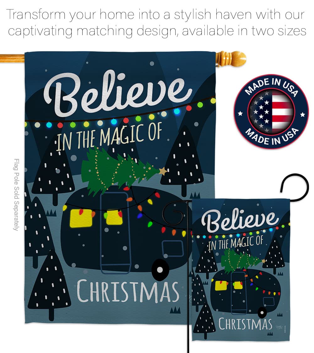 Magic Trailer Christmas House Flag Set 28x40