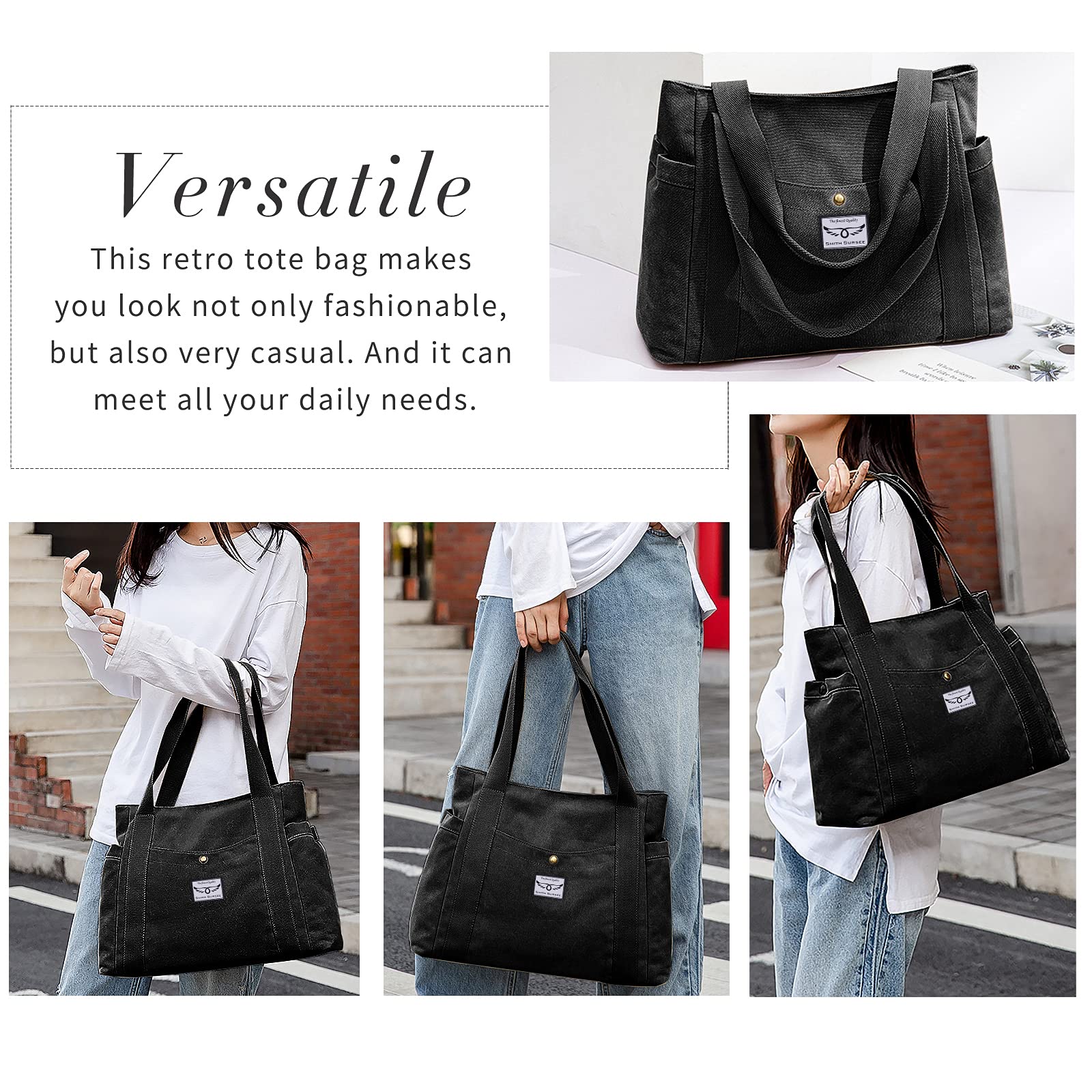 Stylish Canvas Tote Bags for Women - Durable Shoulder Handbag with Top Handle, Perfect for Work, Shopping & Travel | Medium Size Eco-Friendly Purse for Everyday Use