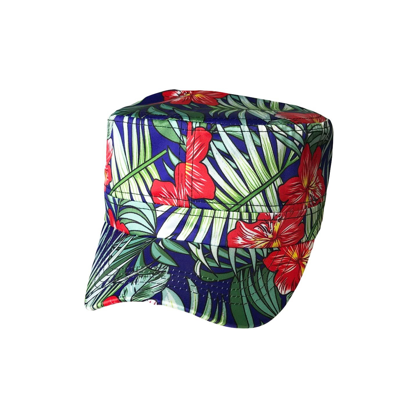 Hawaiian Cadet Hat for Men & Women - Tropical Floral Design Unisex Military Cap - Perfect for Beach, Summer, and Vacation Outfits