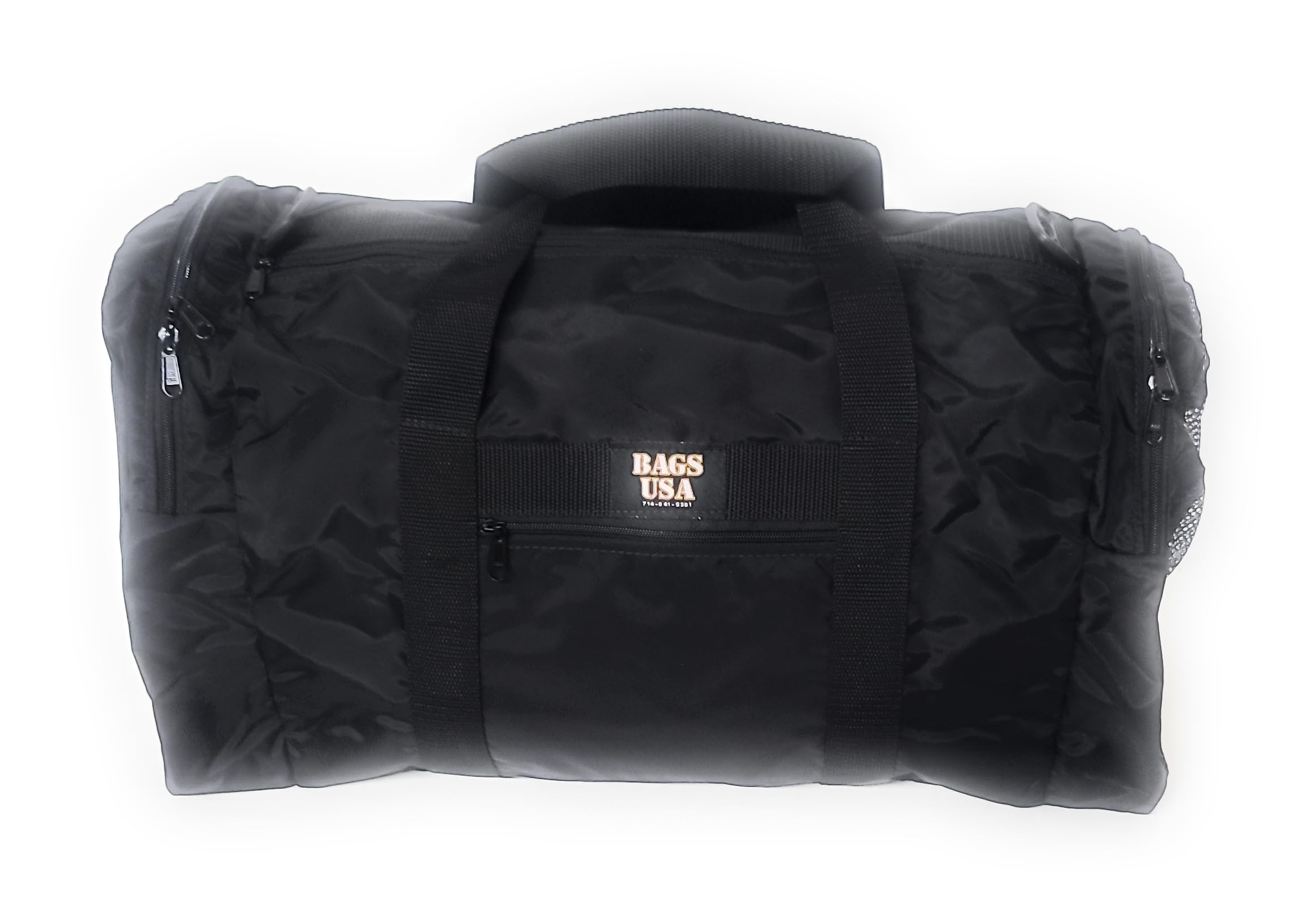 Premium Waterproof Duffle Bag with Wet/Dry Compartment & Mesh Front Pocket - Made in USA (Black) - Ideal for Gym, Travel & Outdoor Adventures