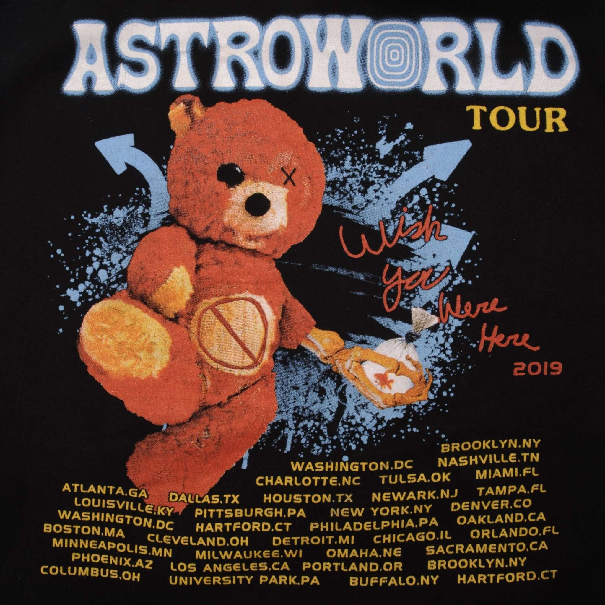 Travis Scott Astroworld 2019 Teddy Bear Hoodie Sweatshirt - XL Size, Oversized Fit, Unisex Streetwear for Concerts & Casual Outfits