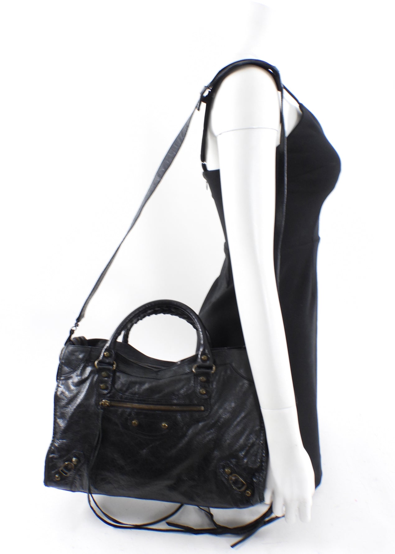 Balenciaga Black Lambskin Leather City Bag - Luxury Handbag for Women, Designer Crossbody Purse with Shoulder Strap - Perfect for Work, Travel & Evening Events