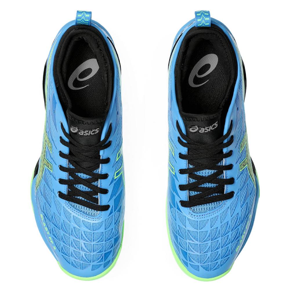 ASICS Blast FF 3 Men's Volleyball Shoes - Lightweight Indoor Court Sneakers for Badminton & Pickleball (Waterscape/Lime Burst) - Perfect for Gym Training & Competitive Sports