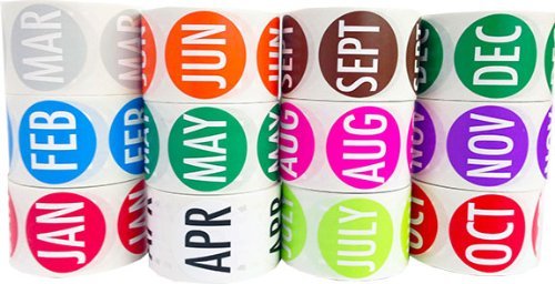 Color-Coded 1.5 Inch Round Month of The Year Stickers - 12 Month Set for Classroom, Office & Home Organization | Perfect for Calendars, Planners & DIY Projects