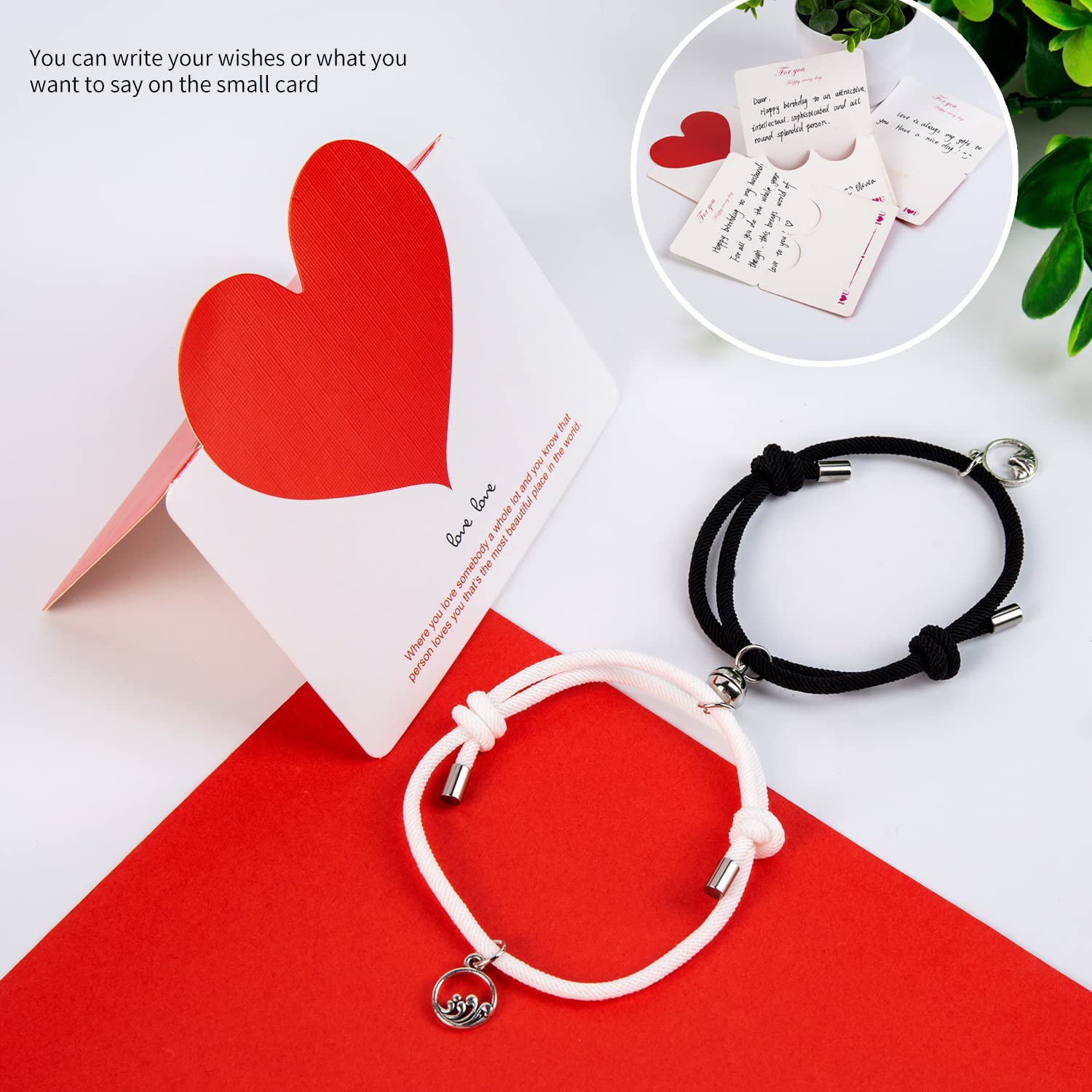 Matching Couple Bracelets Set for Women & Men - Magnetic Pendant Bracelets for Lovers, Friendship & Parent-Child Gifts | Perfect for Anniversaries, Valentine's Day & Romantic Dates