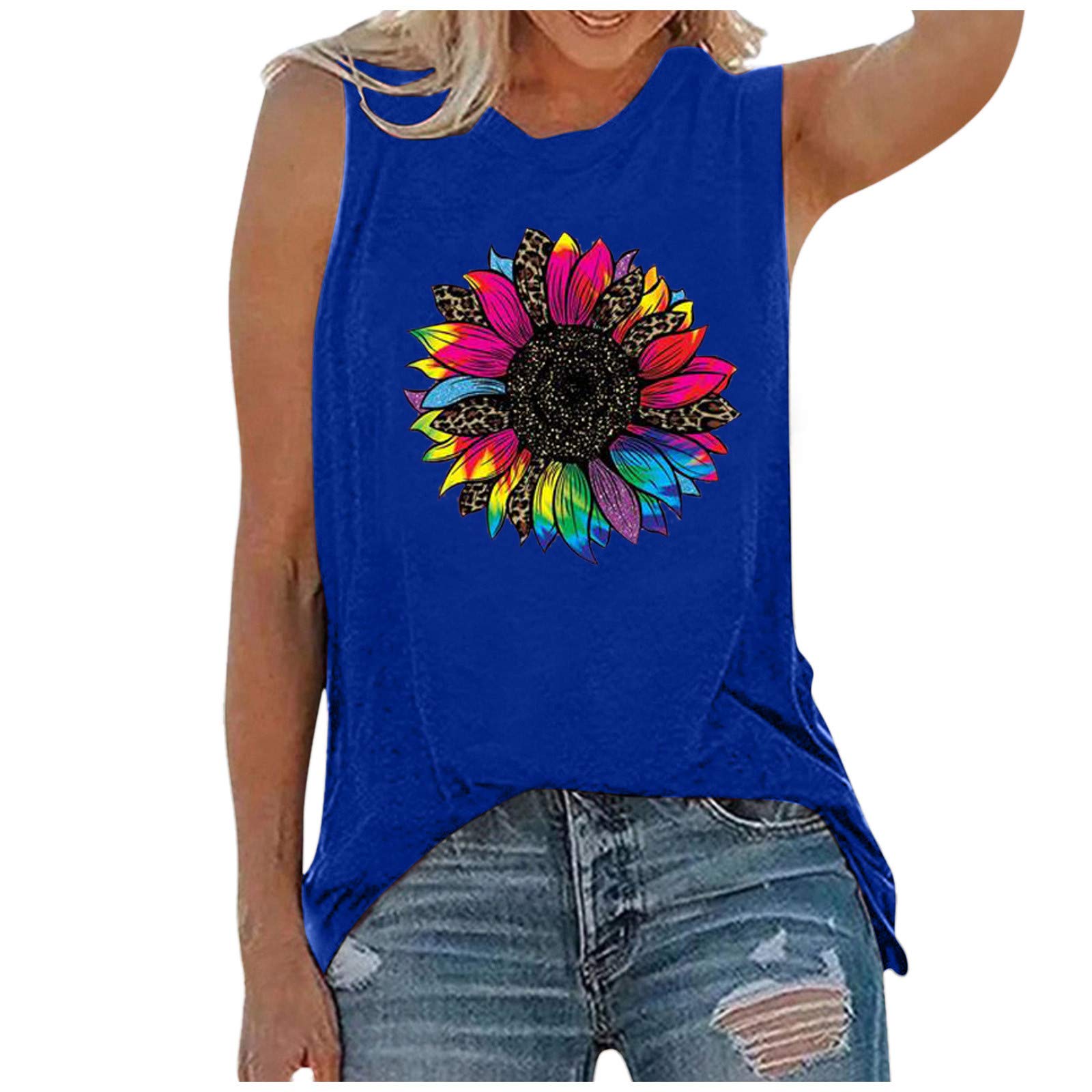 Vintage Sun and Moon Graphic Tank Top for Women - Sleeveless Casual Summer Tee - Hippie Beach Vacation Shirt | Perfect for Music Festivals, Yoga, and Boho Outfits
