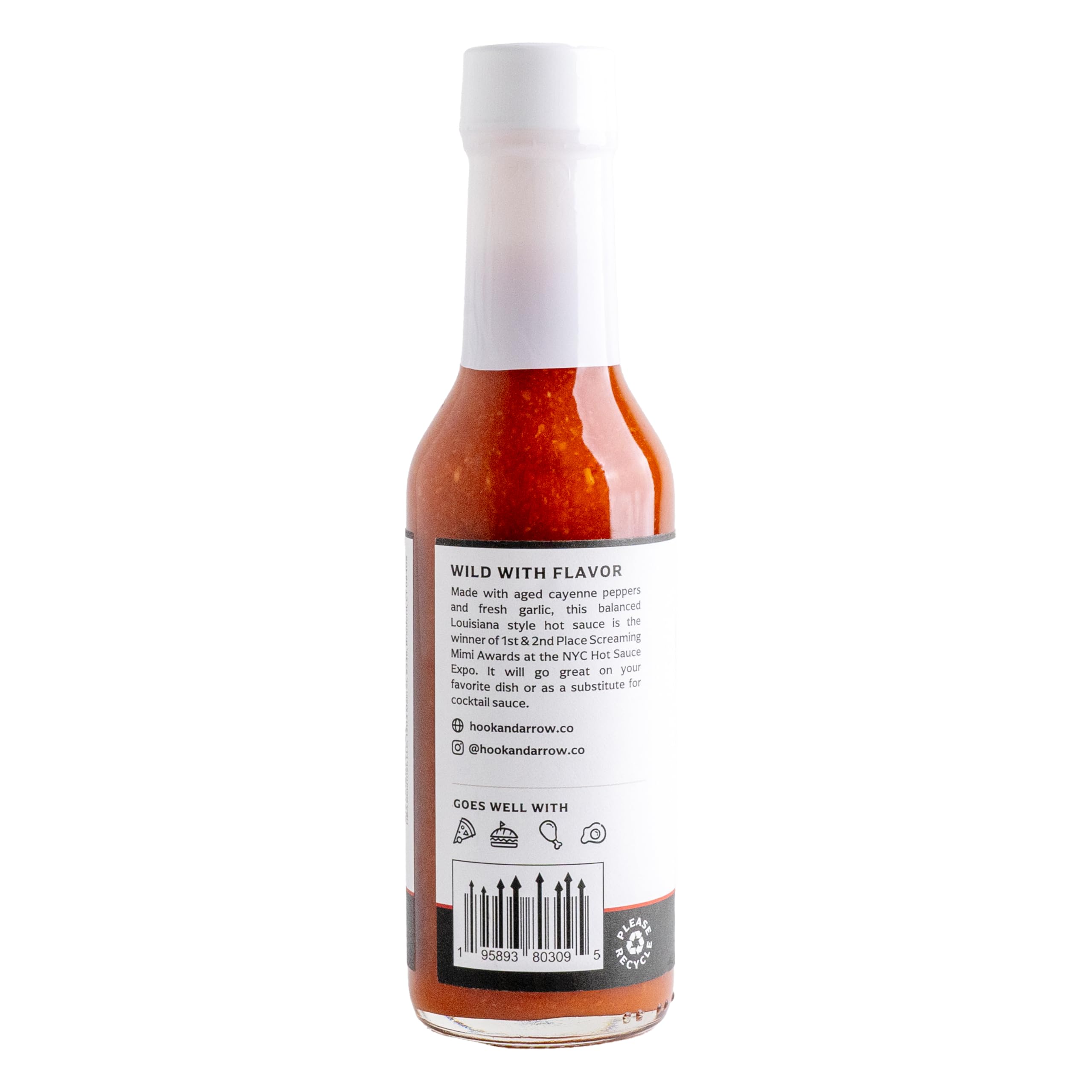Hook & Arrow Cayenne Garlic Hot Sauce - Mild Spice, Award-Winning, Gluten-Free, Paleo, Vegan, Low Sugar, Low Carb (5 fl oz) - Perfect for Wings, Tacos, Pizza & Healthy Cooking