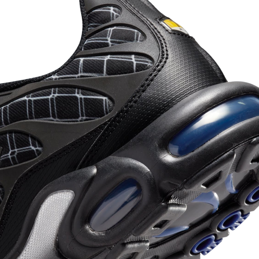 Nike Air Max Plus Men's Running Shoes - Black, White & Hyper Blue - Comfortable Cushioning for Jogging, Gym & Casual Wear - France Edition