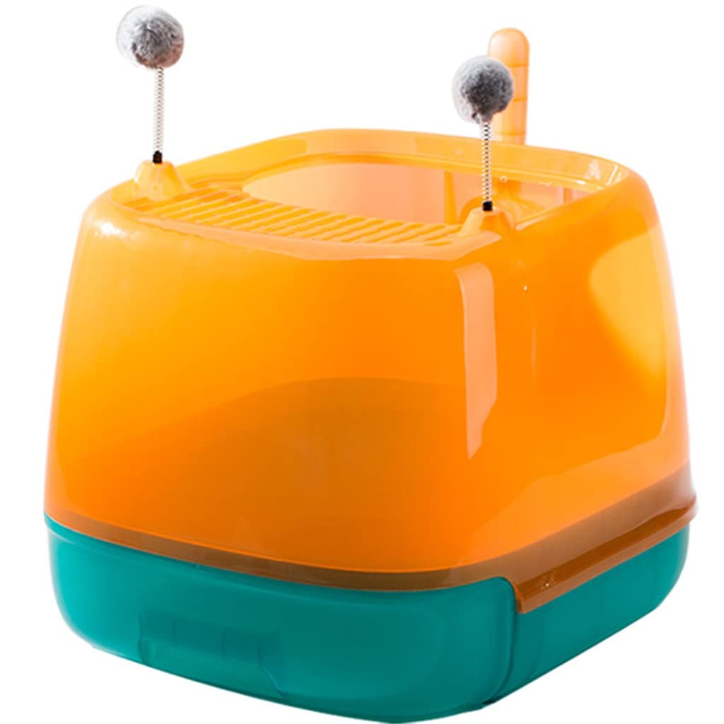 SLATIOM Large Enclosed Cat Litter Box with Drawer - High Capacity PP Resin Pet Toilet Tray with Toy Ball - Odor Control for Indoor Cats - Perfect for Small Spaces & Multi-Cat Homes