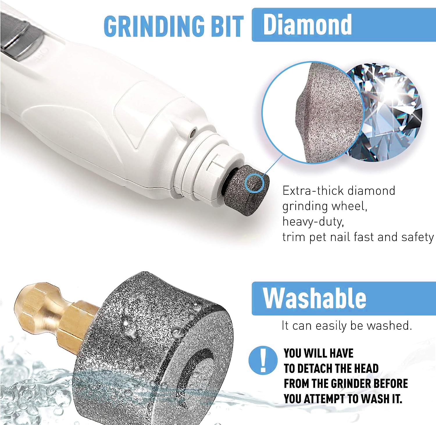 10 Pack Dog Nail Grinder Replacement Heads - Diamond Tip Pet Grooming Tools for Cats & Dogs - Compatible with Casfuy Electric Nail Trimmer - Perfect for At-Home Pet Paw Care & Nail Maintenance