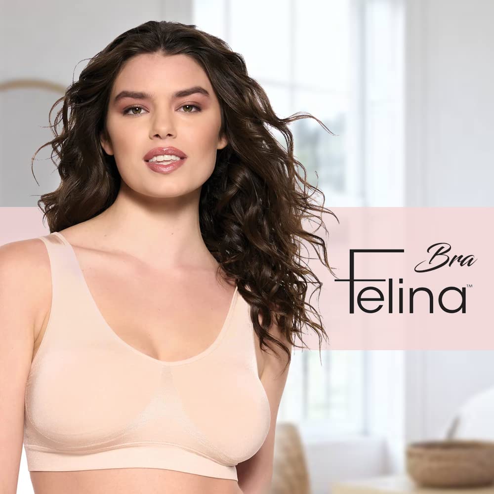 Felina Body Smooth Seamless Wireless Bralette - Comfortable & Supportive Underwear for Women | Perfect for Yoga, Lounge & Everyday Wear