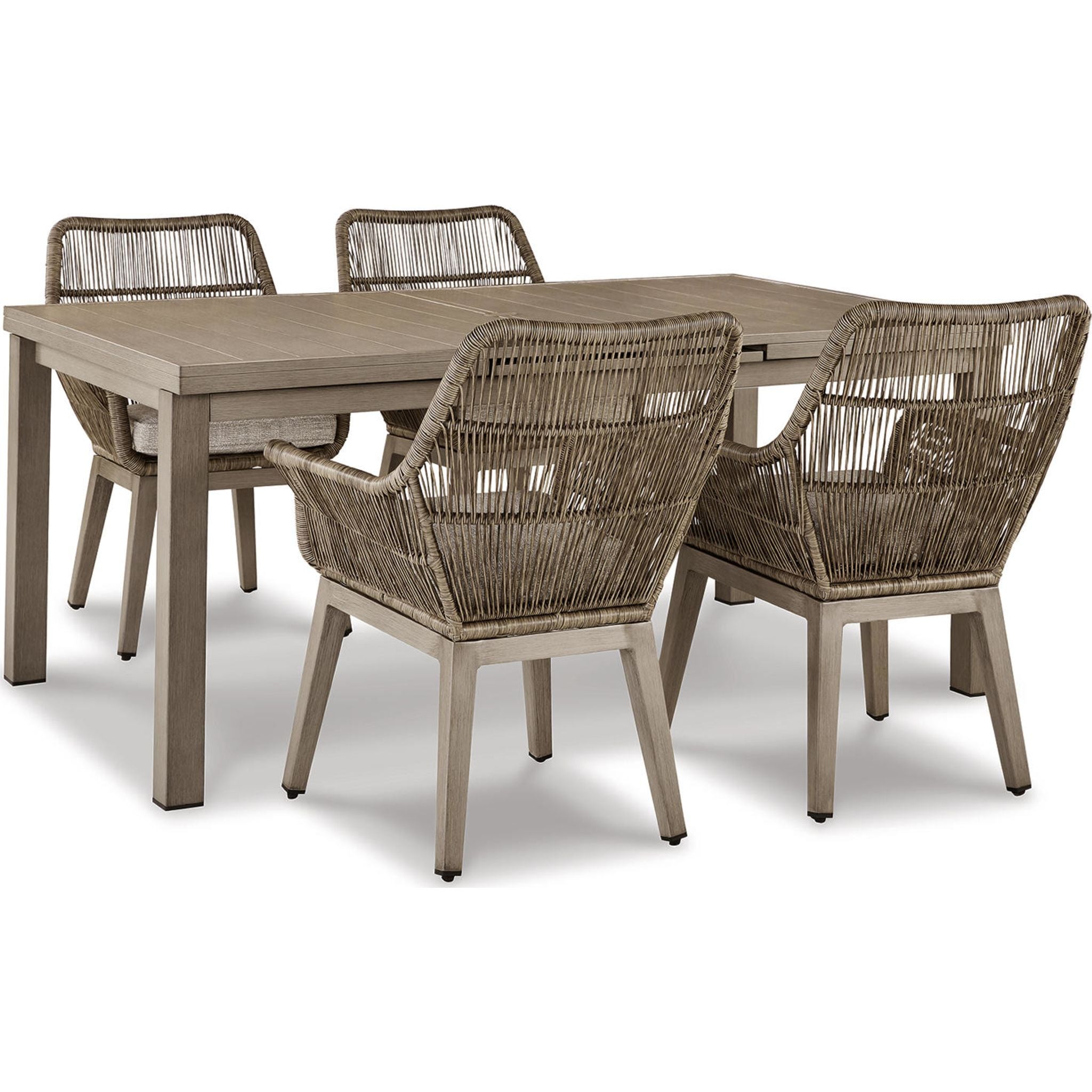 5-Piece Beige Outdoor Dining Set - Durable Patio Furniture for Beachfront, Garden, and Backyard Entertaining