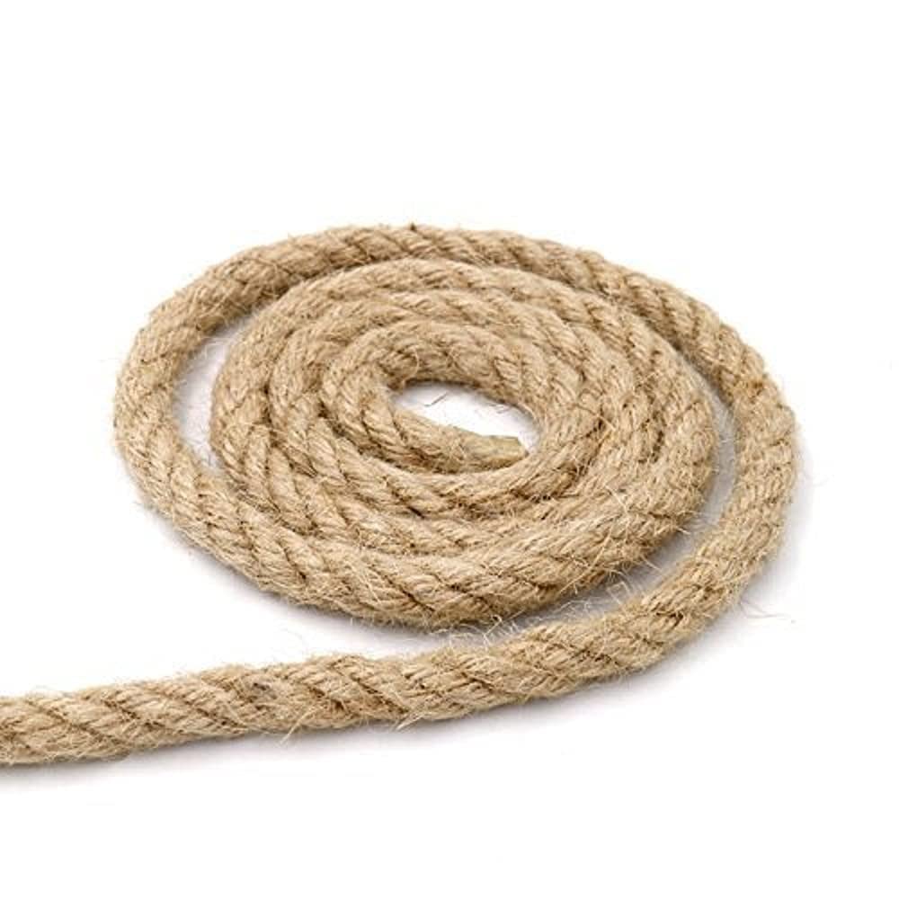 10mm Heavy-Duty Natural Jute Rope - 10ft Strong Hemp Cord for DIY Crafts, Hammocks, Climbing Gym, Dock Railings, Chair Repair & Garden Decor | Indoor/Outdoor Use for Home, Camping & Marine Applications