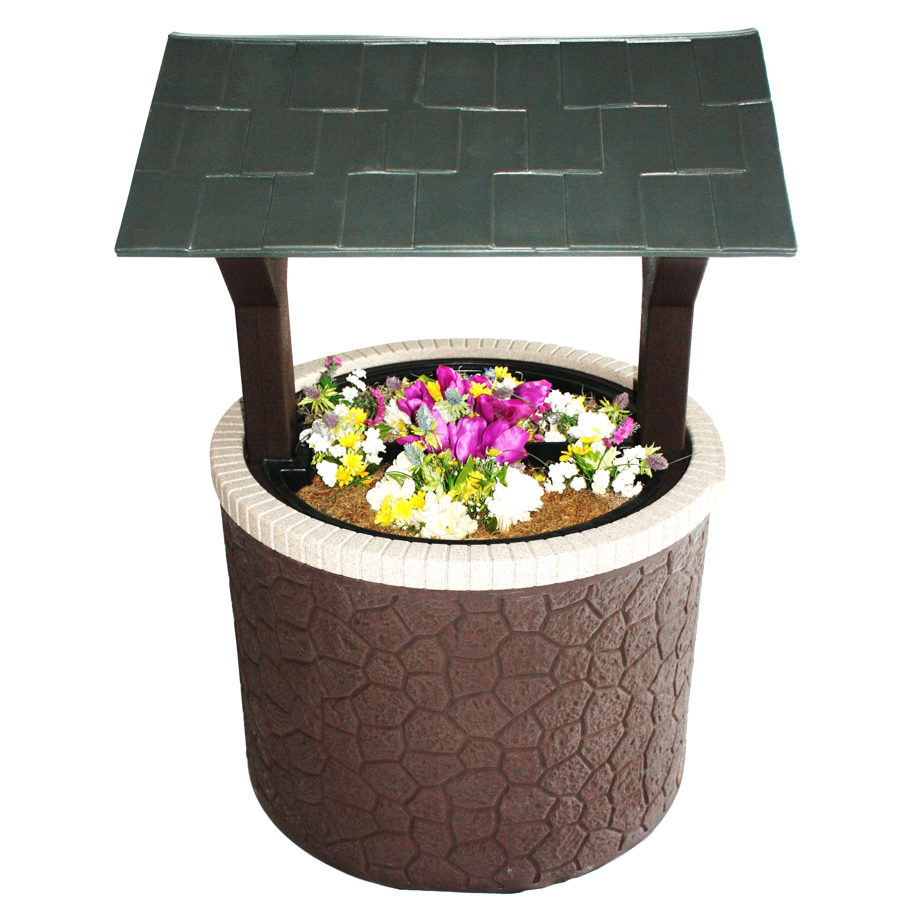 Durable Wishing Well Planter Cover with Base and Roof - Decorative Garden Tank Top for Septic System - Perfect for Outdoor Landscaping, Yard Decor, and Garden Accents