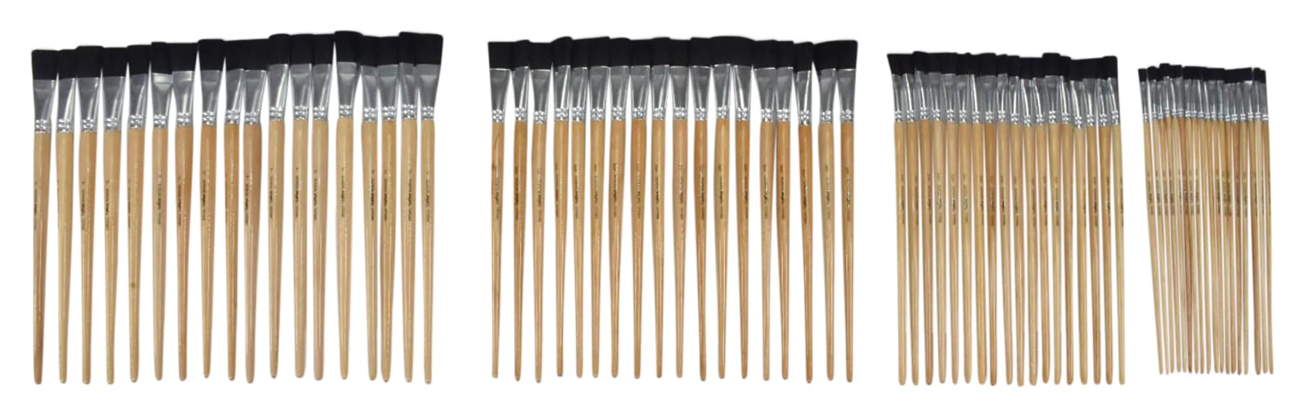 School Smart Black Bristle Paint Brushes with Enameled Hardwood Handles - Bulk Set of 72 Assorted Sizes for Classroom, Art Projects & DIY Crafts - Perfect for Kids, Students & Professional Artists