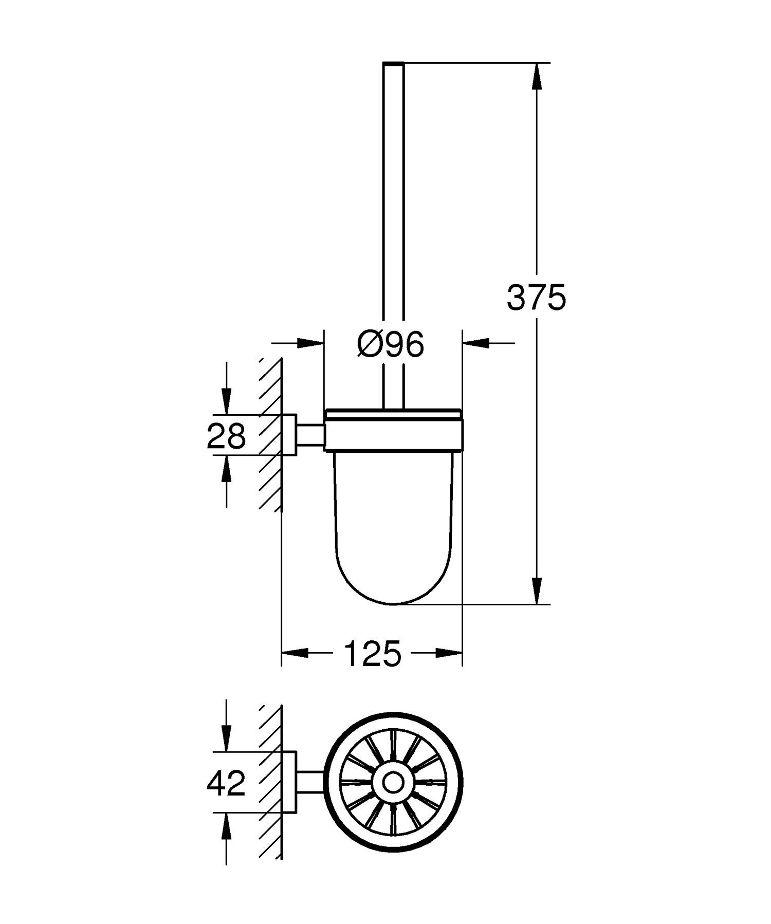 Grohe 40513001 Essentials Cube Toilet Brush Set - Modern Bathroom Cleaning Kit with Holder for Home & Commercial Use