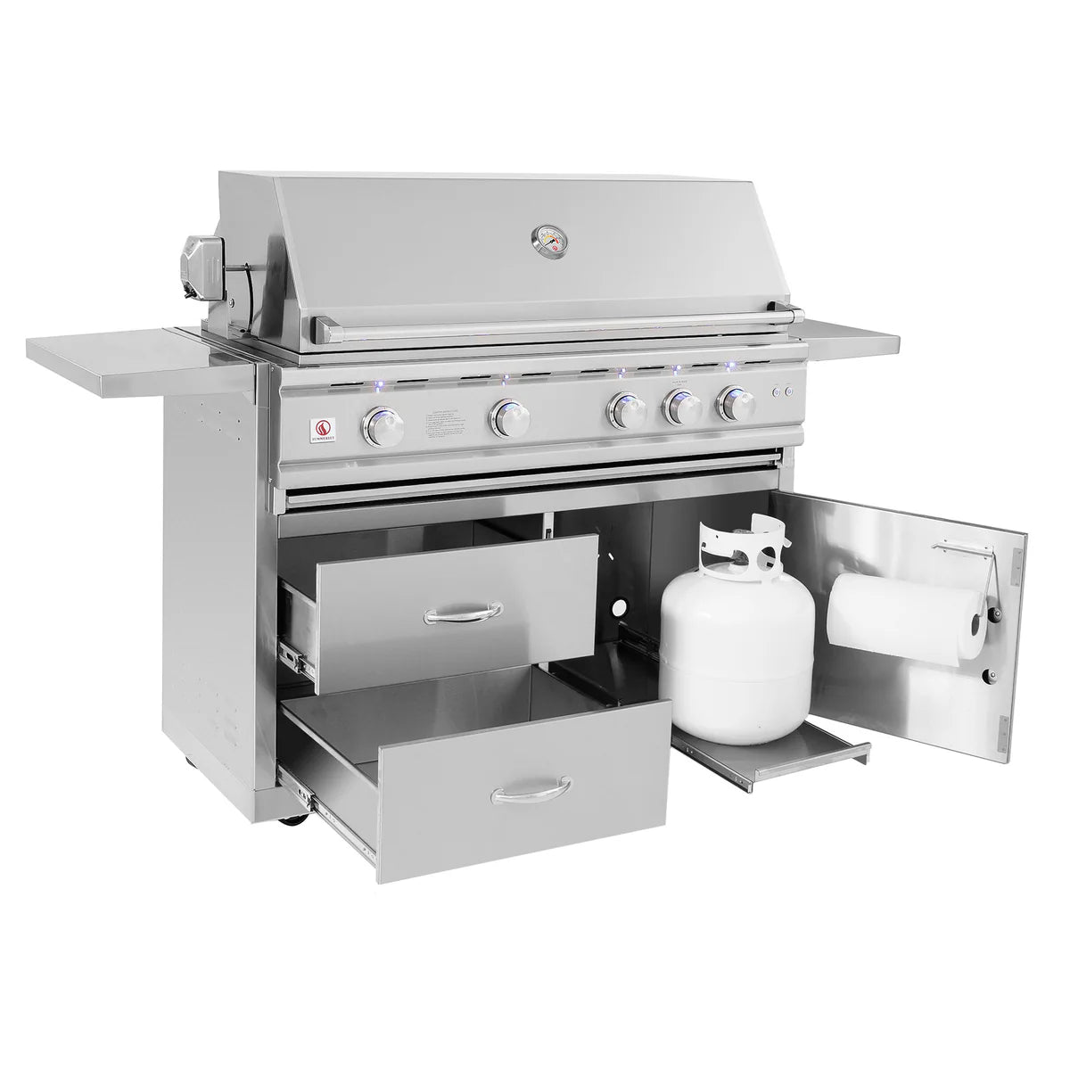Summerset Grills TRL Deluxe 44-Inch Freestanding Gas Grill with 4 Burners - Outdoor BBQ Grill for Backyard, Patio & Camping Cooking