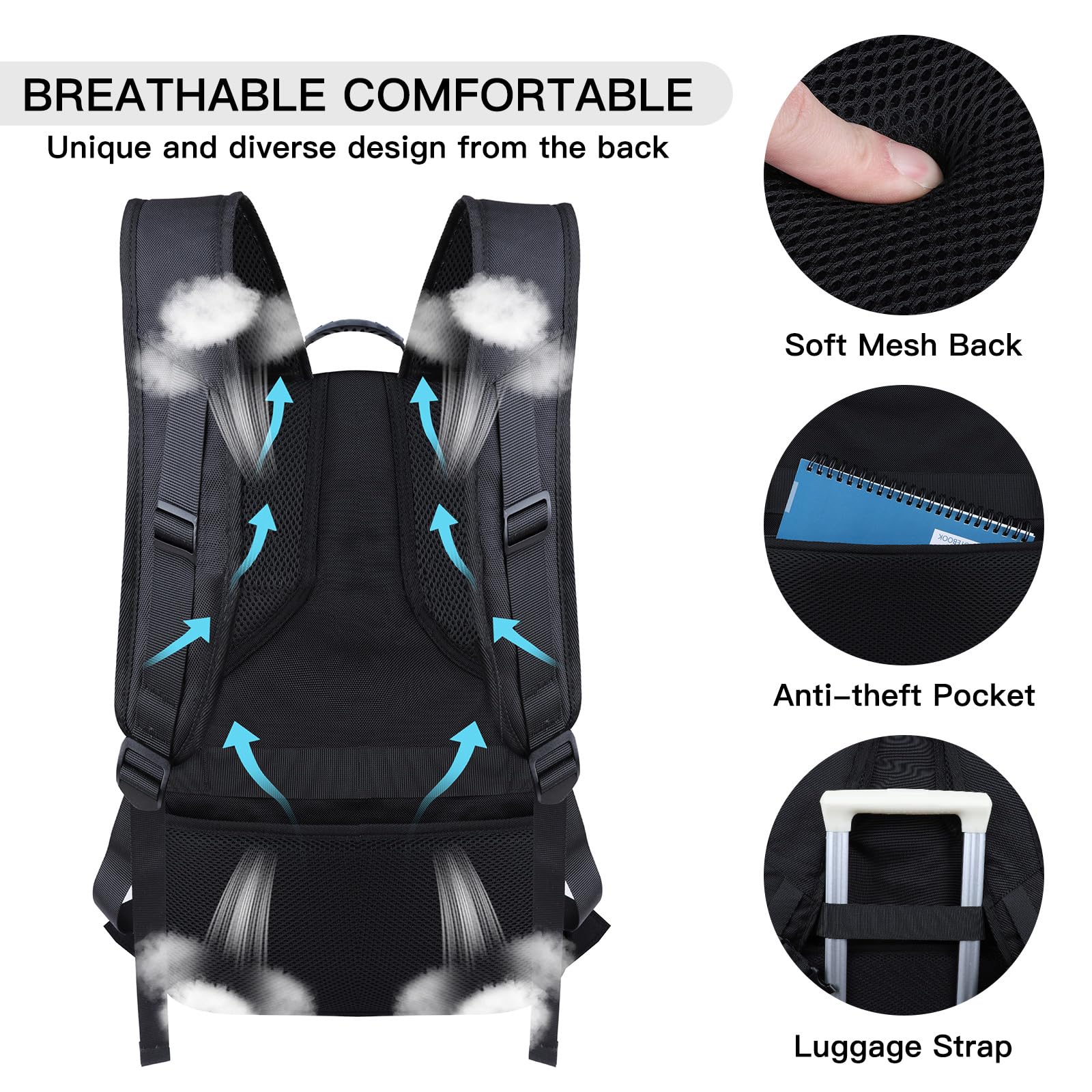 18.4 Inch Large Travel Laptop Backpack for Men, 55L Water Resistant TSA Approved Business Work College School Computer Bag with USB Port - Perfect for Commuting, Travel, and Daily Use