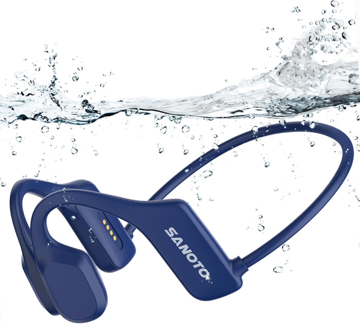 SANOTO Wireless Bluetooth 5.2 Bone Conduction Swimming Headphones - IP68 Waterproof Sport Headset with 8GB MP3 Player for Swimming, Running, Cycling, Gym Workouts & Outdoor Activities
