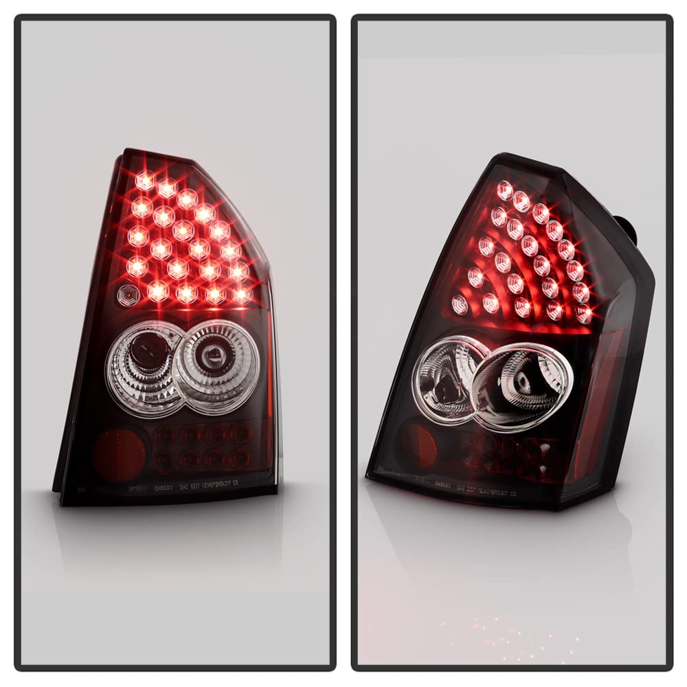 ACANII Black LED Tail Lights Brake Lamps Replacement for 2005-2007 Chrysler 300 (Excluding 300C) - Driver & Passenger Side - Enhance Night Visibility & Safety for Street Driving