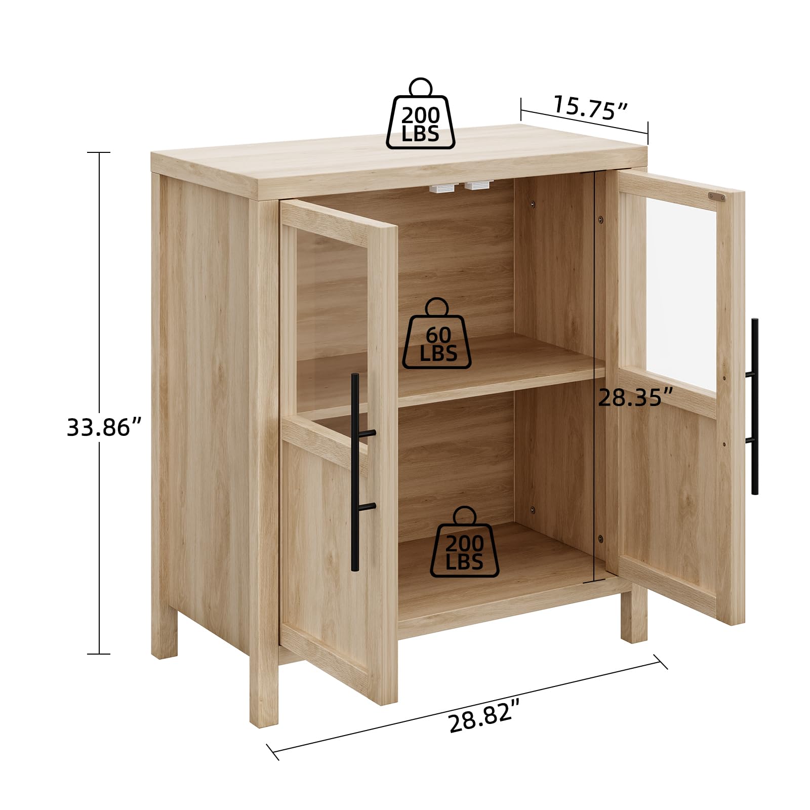 Modern Farmhouse Sideboard Buffet Cabinet with Glass Doors - 29