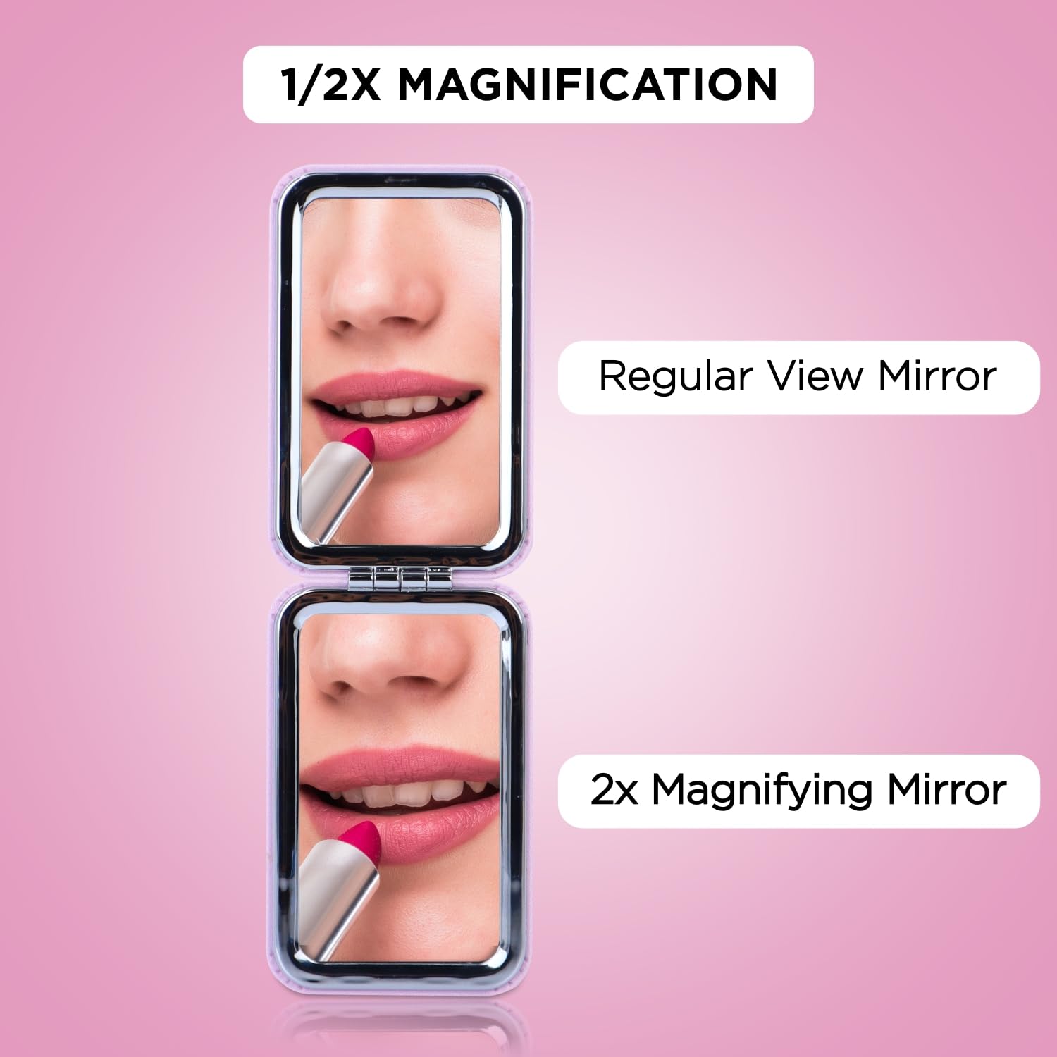 NFI Essentials Dressing Table Cosmetic Makeup Mirror with Stand - Rectangle Vanity Mirror for Bathroom, Bedroom & Shaving | Adjustable Standing Mirror with Magnifying Feature - Perfect for Makeup Application, Grooming & Home Decor