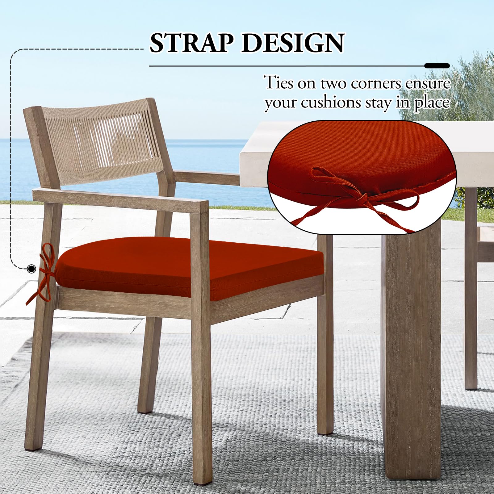 **Outdoor Chair Cushions Set of 2 - Water Resistant Patio Furniture Cushions 17