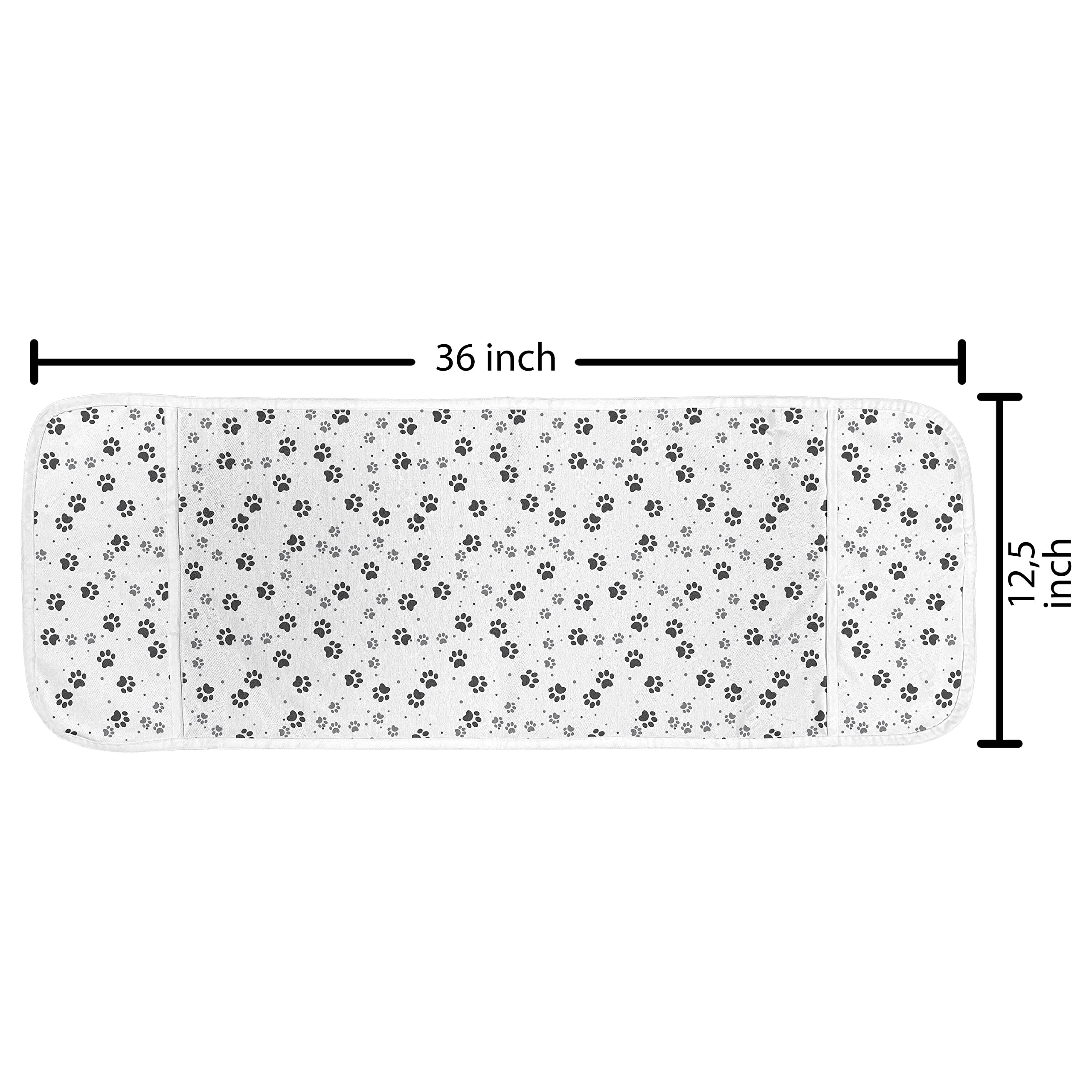 Ambesonne Paw Print Microwave Cover - Waterproof Kitchen Organizer with Pockets, Grey Charcoal Dog Cat Feet Pattern (36x12 Inch) - Perfect for Pet Lovers' Home & Kitchen Decor