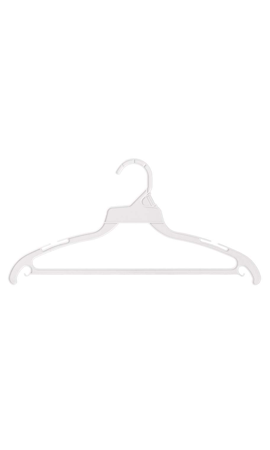 SSWBasics 16 Inch White Plastic Economy Hangers with Hang Bar - Bulk Pack of 250 - Space Saving Closet Organizers for Home, Retail Stores & Laundry Businesses
