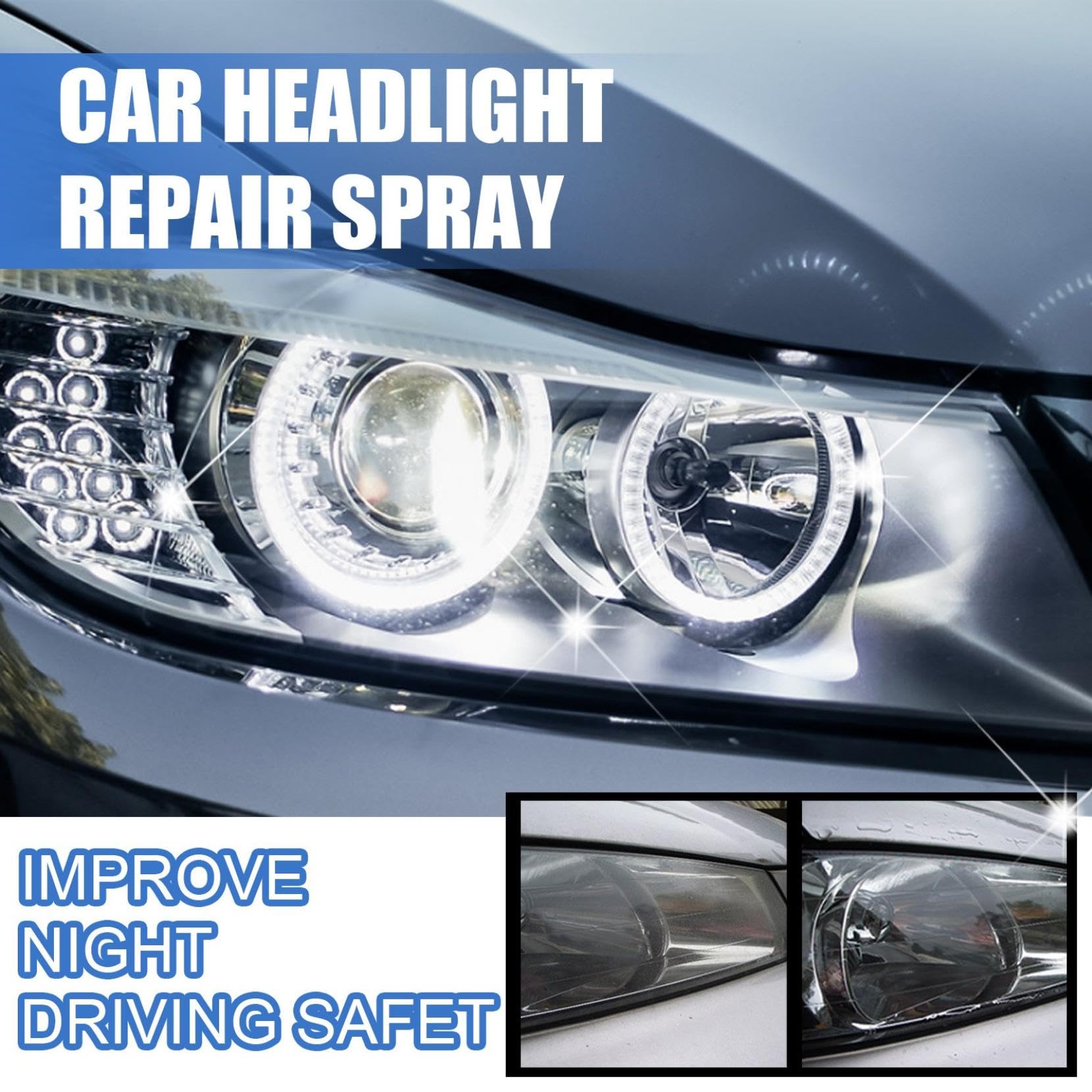 2024 New Car Headlight Restoration Kit - 2 Pack Headlight Repair & Polishing Fluid for Cloudy, Yellowed, or Foggy Headlights - Restores Clarity & Brightness for Safer Night Driving