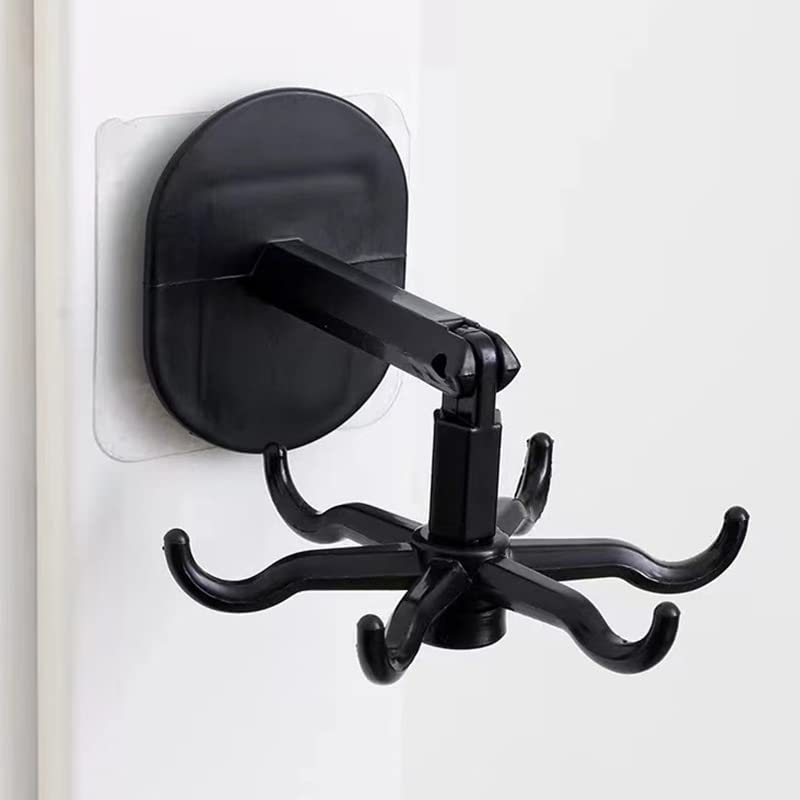 VALINK 360° Rotatable Heavy Duty Adhesive Wall Hook - 6 Hooks Multipurpose Kitchen Utensil Organizer for Hanging Pots, Pans, Towels & More - Perfect for Kitchen, Bathroom, Bedroom & Office Organization