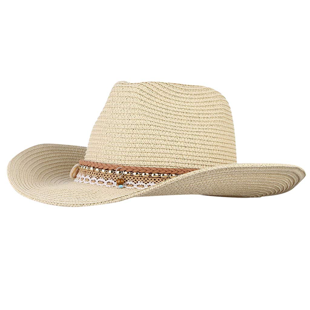 Vintage Leather Cowboy Hat for Men & Women - Western Style Wide Brim Riding Hat with Belt - Brown Retro Baseball Cap for Boys - Perfect for Rodeo, Horseback Riding & Country Fashion