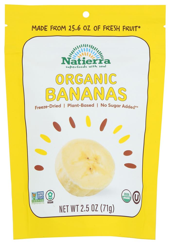 Organic Freeze Dried Banana Slices - Fair Trade, Non-GMO, No Sugar Added (12 Pack, 2.5 Oz Each) | Perfect for Smoothies, Baking, Snacking & Camping Food