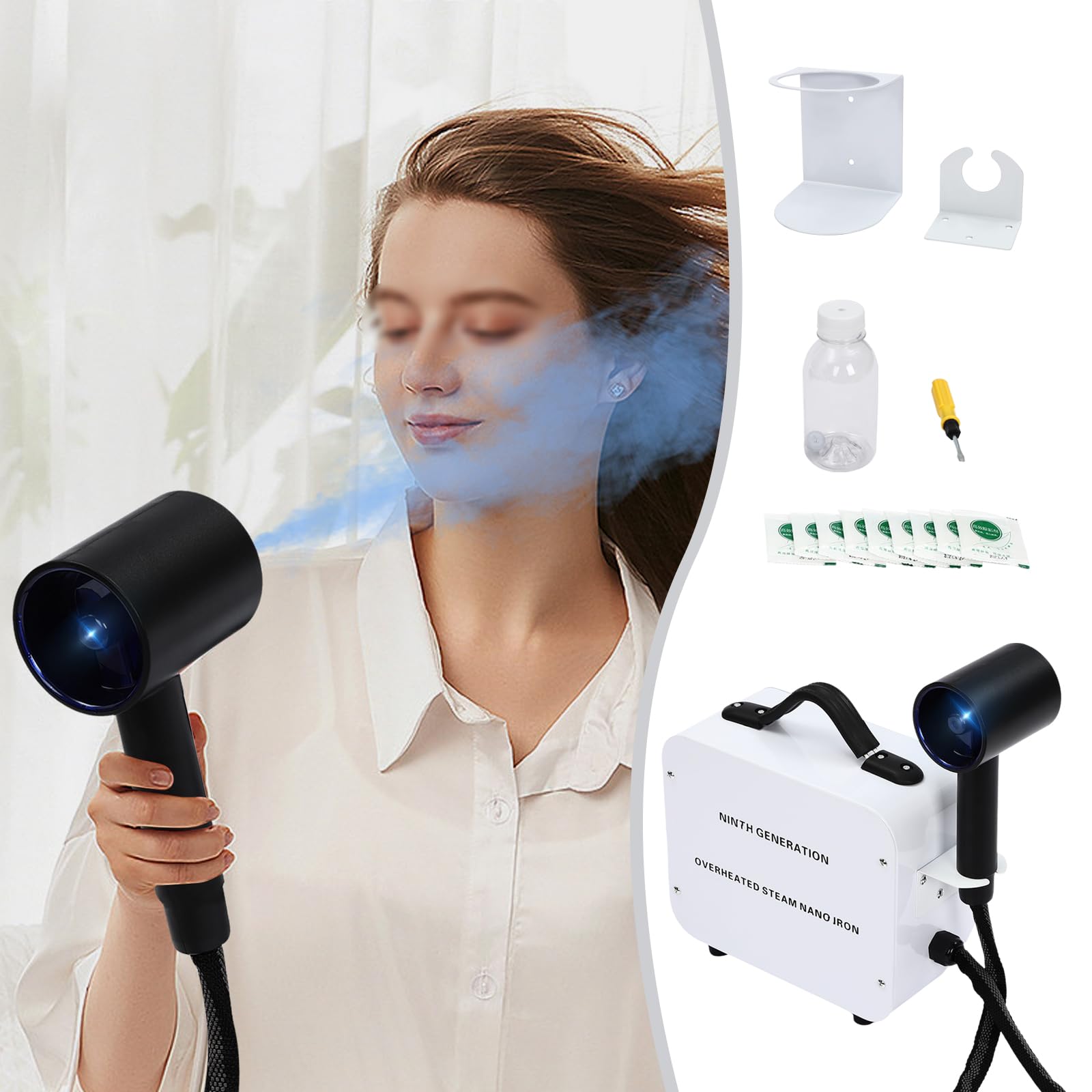 Professional Nano Hair Steamer Gun - Multifunctional Hair & Face Moisturizing Humidifier for Salon & Home Use | Hair Styling, Deep Conditioning & Skin Care Tool