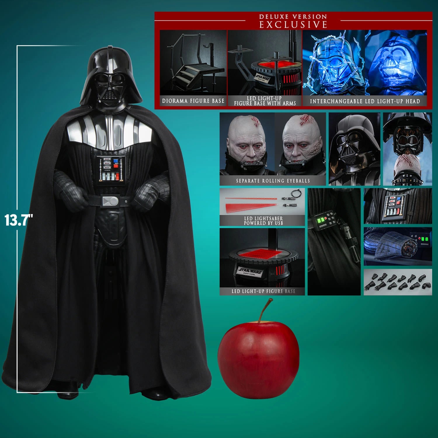 Star Wars Darth Vader Deluxe 1/6 Scale Collectible Figure - Return of the Jedi 40th Anniversary Edition | Premium Hot Toys Action Figure for Display & Collection | Perfect for Star Wars Fans & Movie Memorabilia Enthusiasts