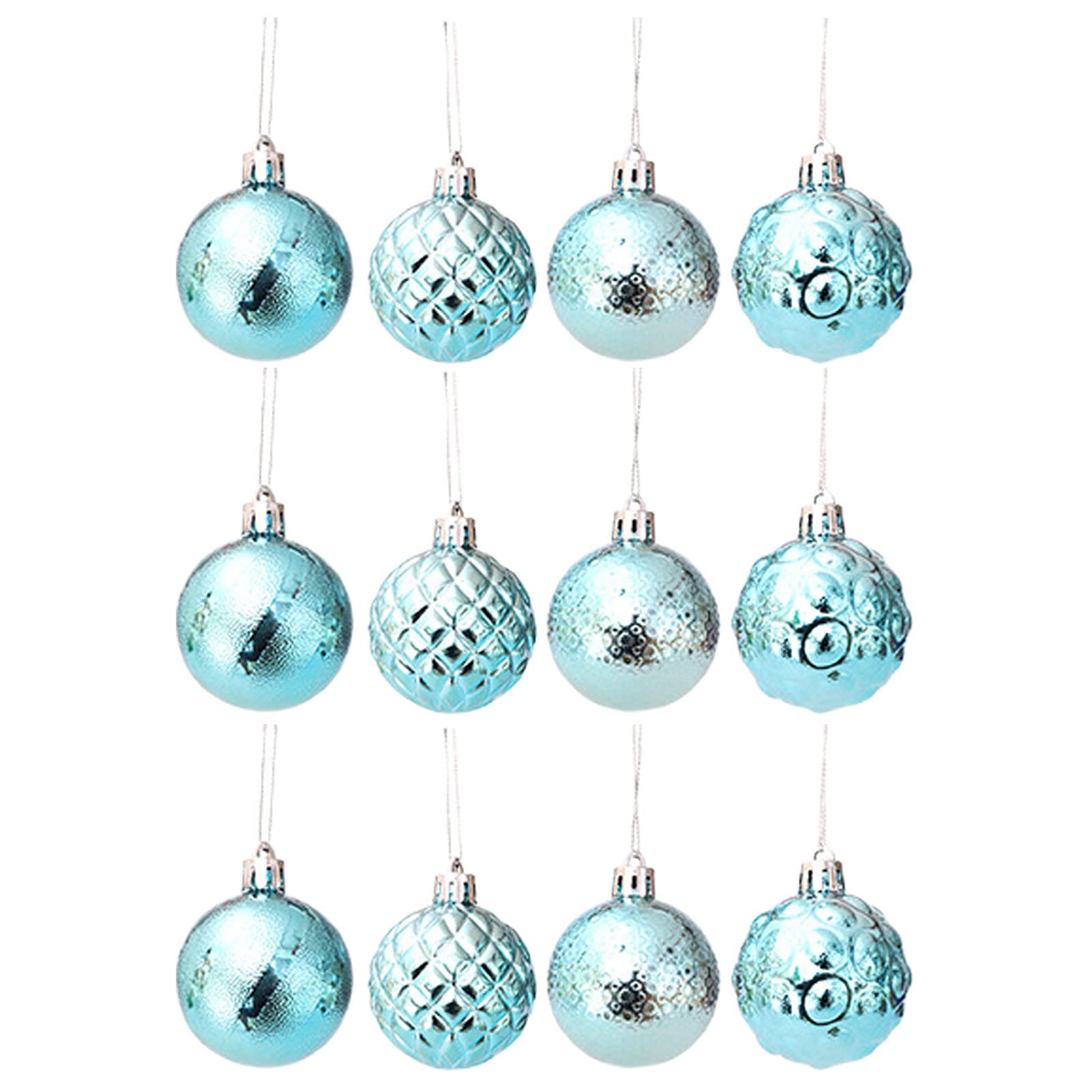 12Pcs Shatterproof Christmas Ball Ornaments - Blue Plastic Xmas Tree Decorations for Holiday, Wedding & Party | Eye-Catching DIY Home Decor | Perfect for Christmas Trees, Gift Wrapping & Festive Displays