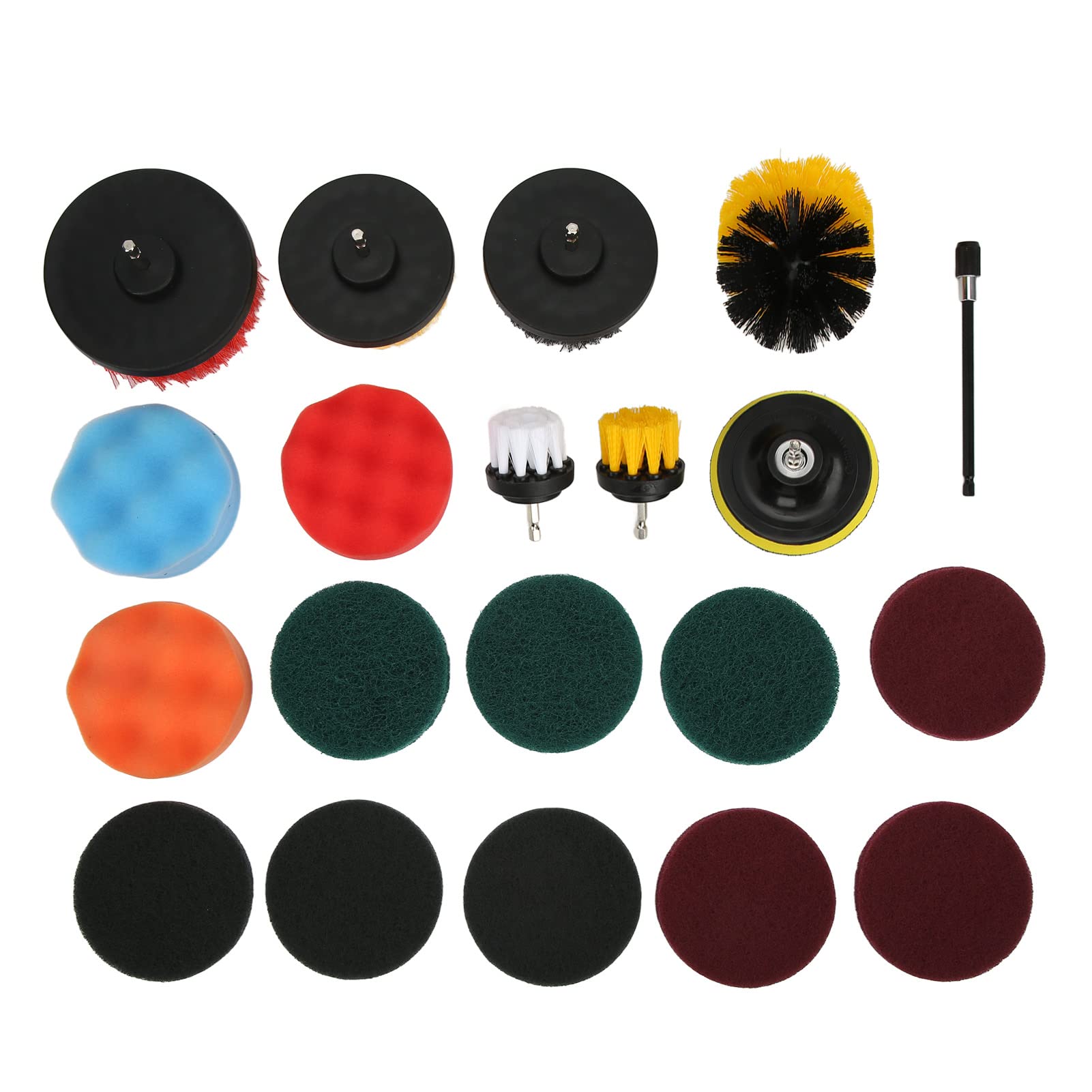 Power Drill Brush Attachments Set - 20pcs Multipurpose Scrubber Pads Cleaning Kit for Bathroom, Kitchen, Tile, Grout, Car & Home Cleaning - Compatible with Most Power Drills for Deep Cleaning & Stain Removal