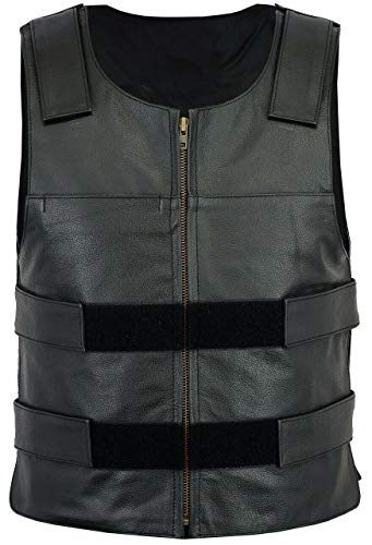 Black Moto Leather Vest