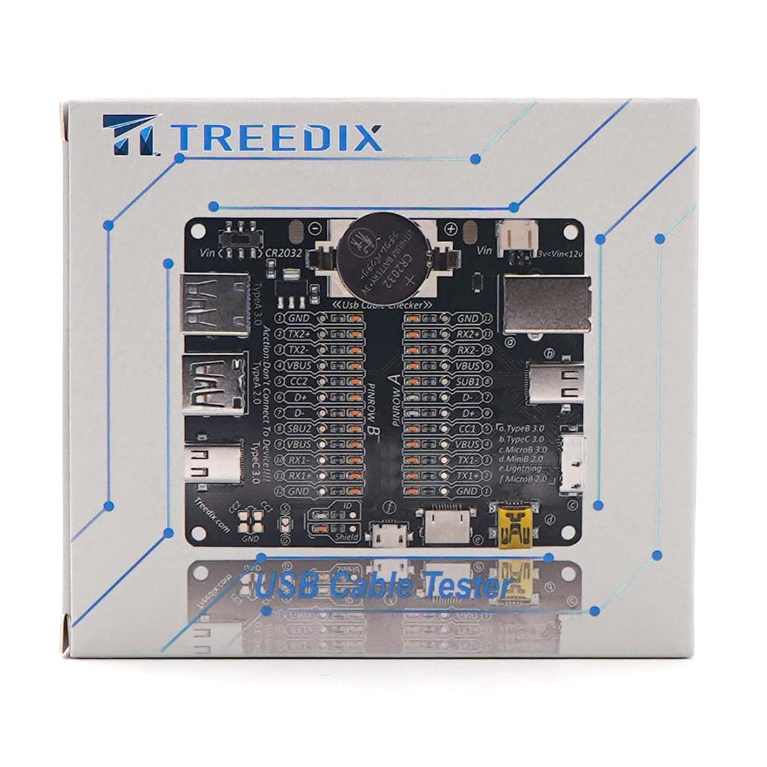 Treedix USB Cable Tester - LED Checker Board for Sorting USB-A, USB-C, USB-B & Lightning Cables | Perfect for Tech Repair, Office Organization & Travel Accessories