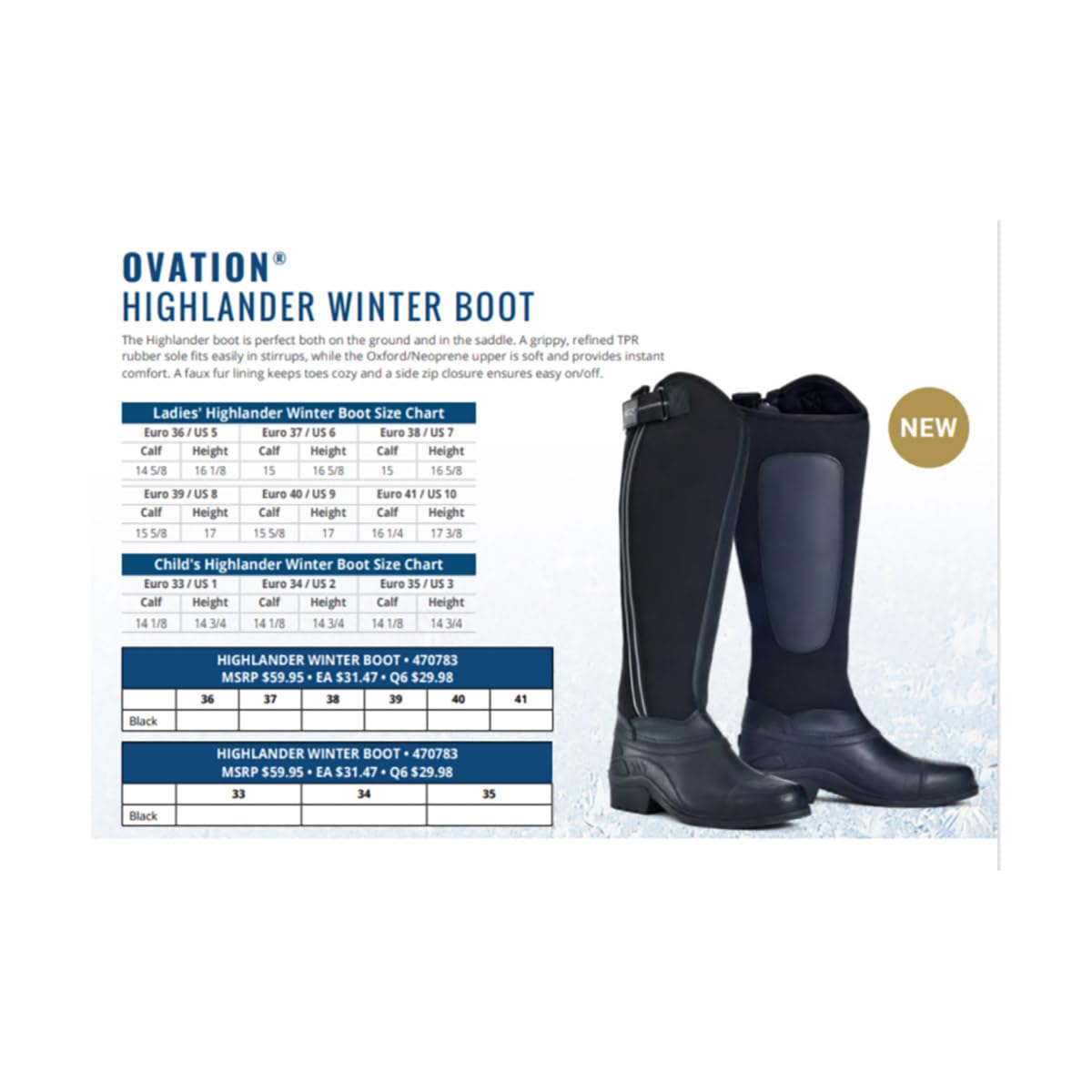 Ovation Women's Equestrian Riding Boots - Faux Fur Lined Winter Horse Riding Boots, Comfortable & Durable Tall Boots for Women, Black Size 8 | Perfect for Cold Weather Riding, Horse Shows & Outdoor Equestrian Activities