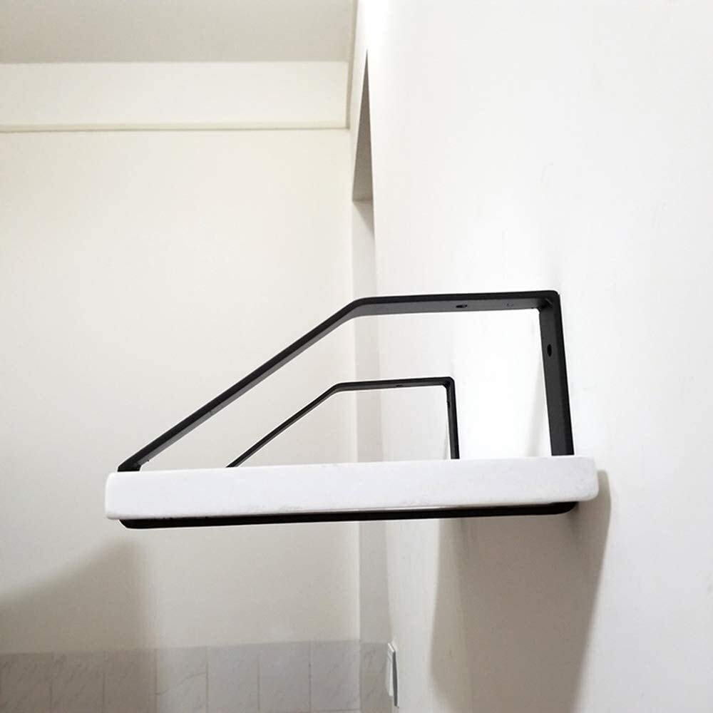 Heavy Duty Black Metal Shelf Brackets - 6 Inch (15cm) Floating Industrial Shelves, Rustic Wall Mounted Triangle Bracket for Kitchen, Bathroom, Garage Storage & Organization
