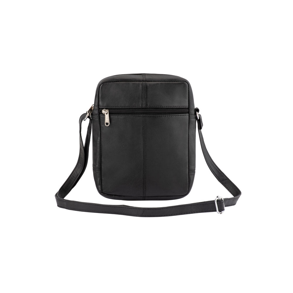 Men's Crossbody Bag BB 21 - Slim Black Leather Messenger Bag for Work, Travel & Everyday Use