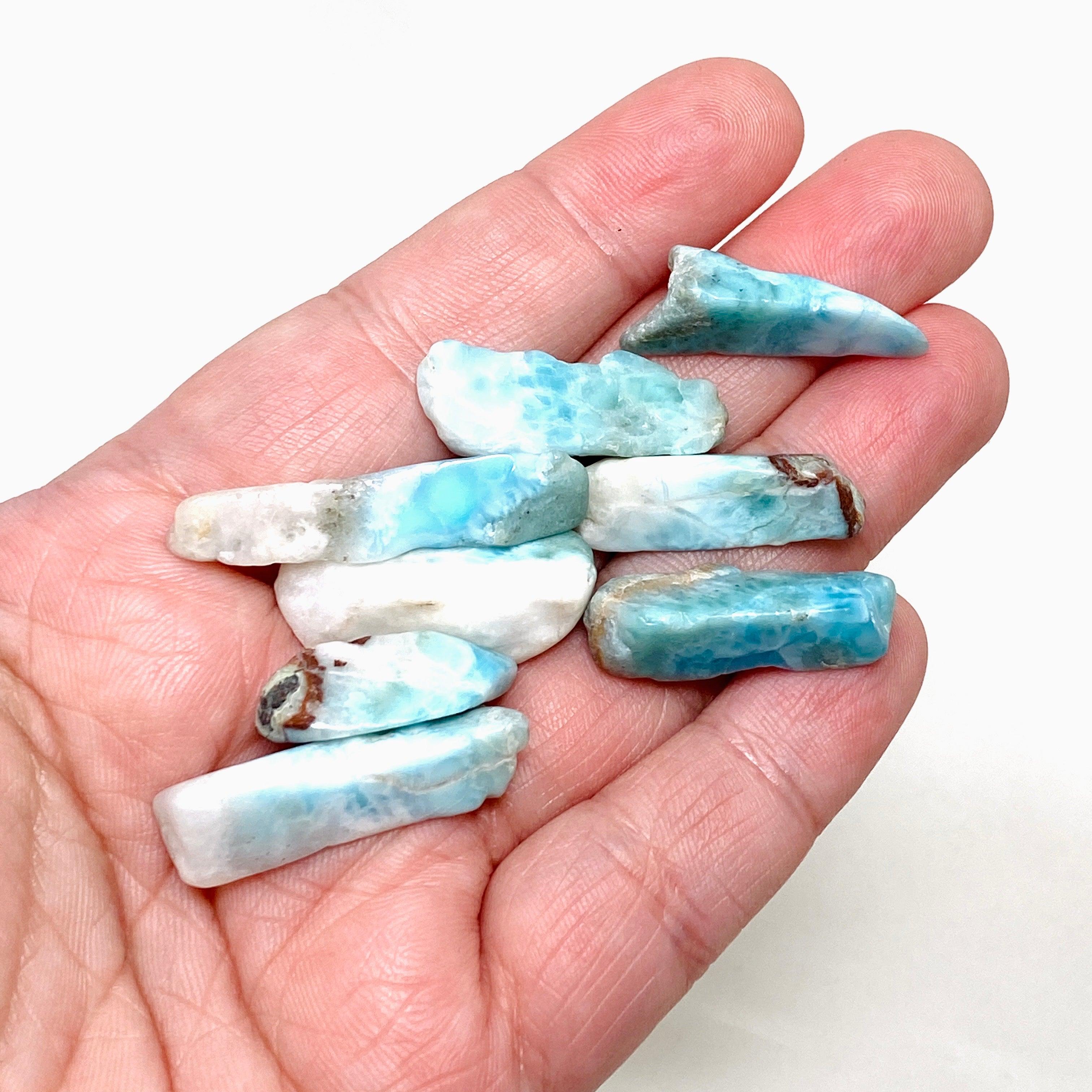 Natural Larimar Tumbled Stones - Genuine Dominican Blue Pectolite Healing Crystals for Jewelry Making, Meditation & Home Decor
